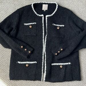 Black Tweed Cardigan Sweater